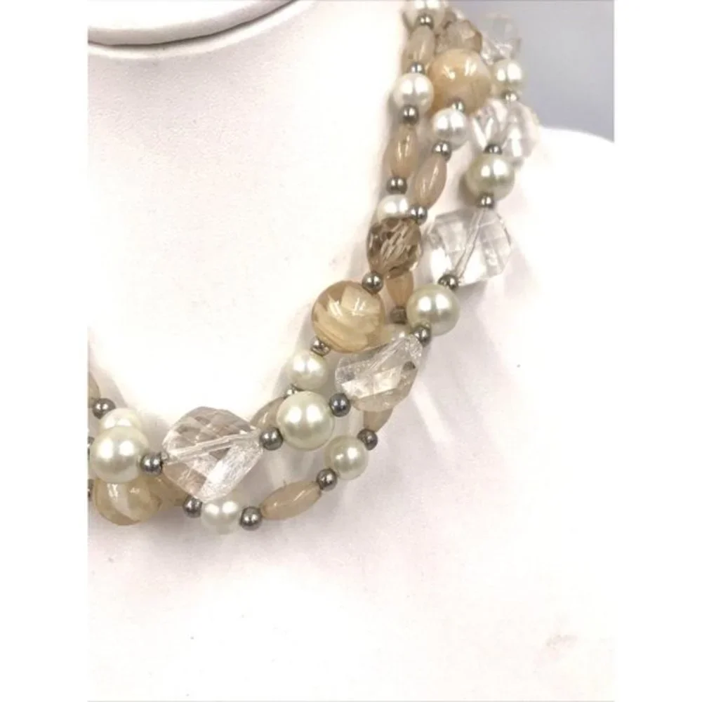 Crystal‎ Faux Pearl Beads  Statement Necklace 18